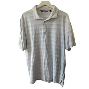 Travis Matthew Gray & White Stripe Short Sleeve Polo Shirt Men's Large
